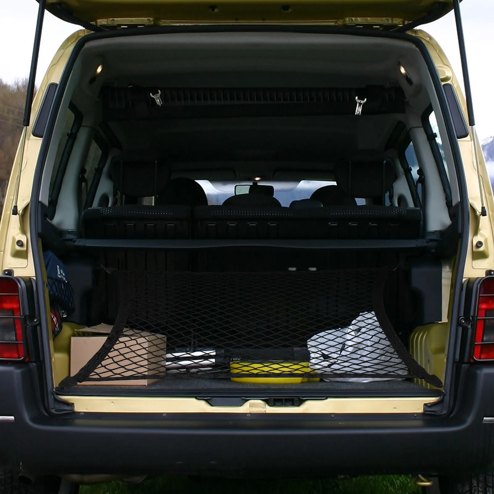 

Car Cargo Net Stretchable High Strength Polyester Large Capacity Organizer for Trunk Storage Cargo Net for Suv Truck and Boat