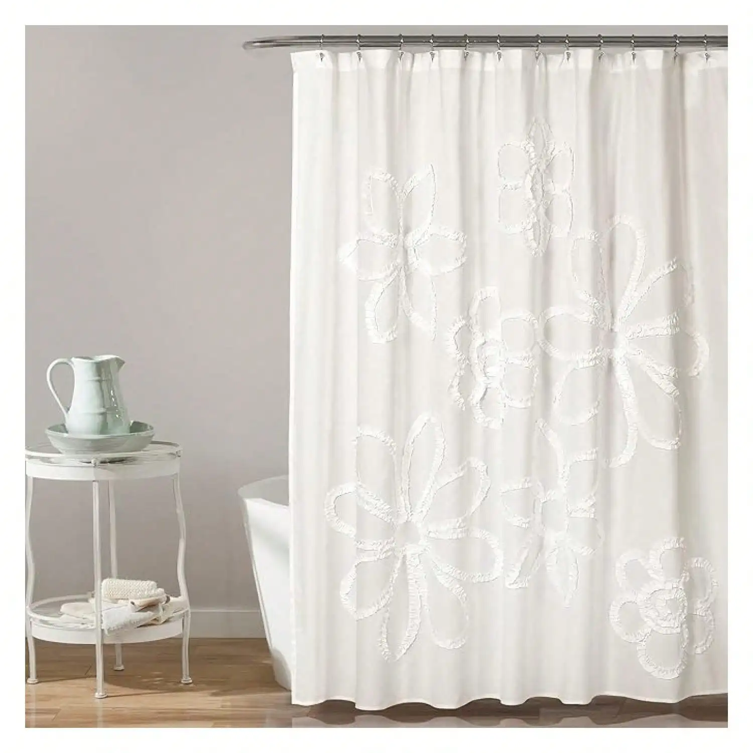 

Душевая занавеска Dr White Ruffle Flower из полиэстера, 72 x 72 дюйма