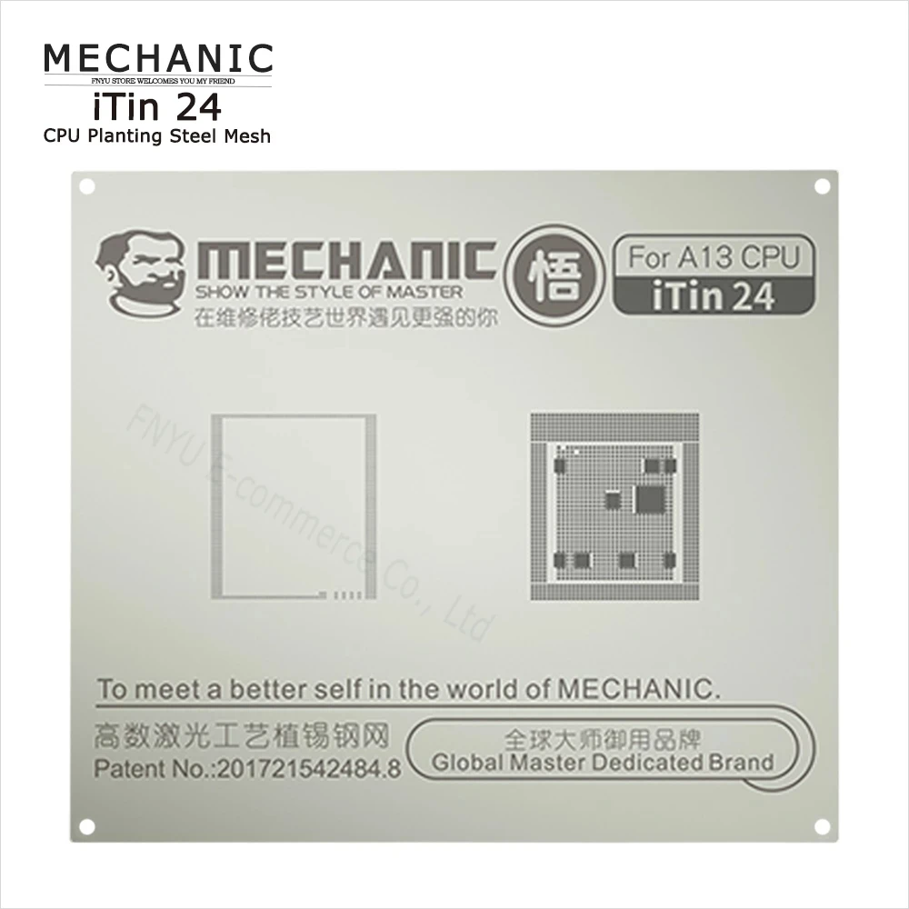 Steel Mesh MECHANIC iTin 24 CPU Stencils, Ultra Thin Design, BGA Reballing Stencil for A13, Planting