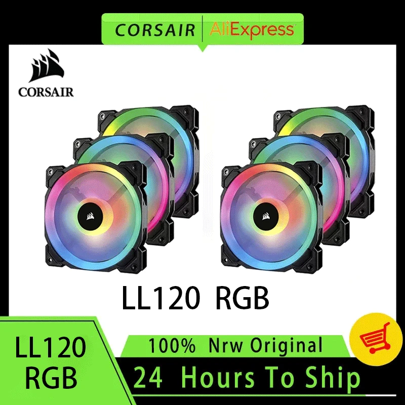 Corsair LL serii LL120 RGB 120mm wiatrak LED RGB z oświetleniem węzeł PRO białe oświetlenie węzeł PRO nadaje się do komputerów e-sportowych