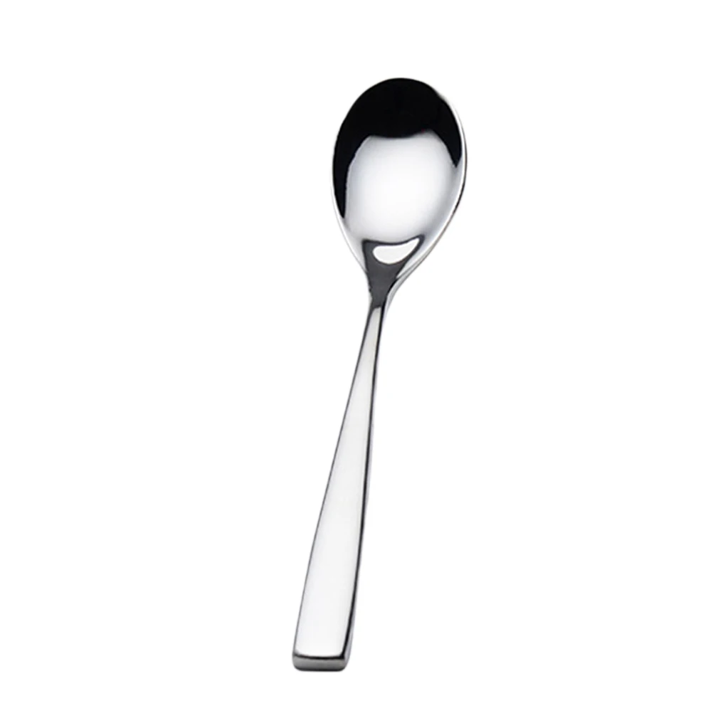 

Stainless Spoon Teaspoons Soup Silver Child Square Handle Easy Clean Healthy Anti Rust Kitchen Gadgets Home