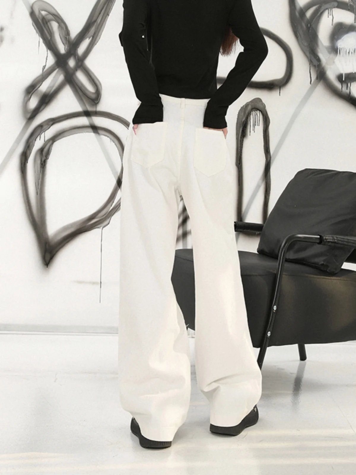 Koreanische Weiße Jeans Frauen Hohe Taille Lose Breite Bein Mopp Denim Hosen Sommer Casual High Street Gerade Hängende Hose