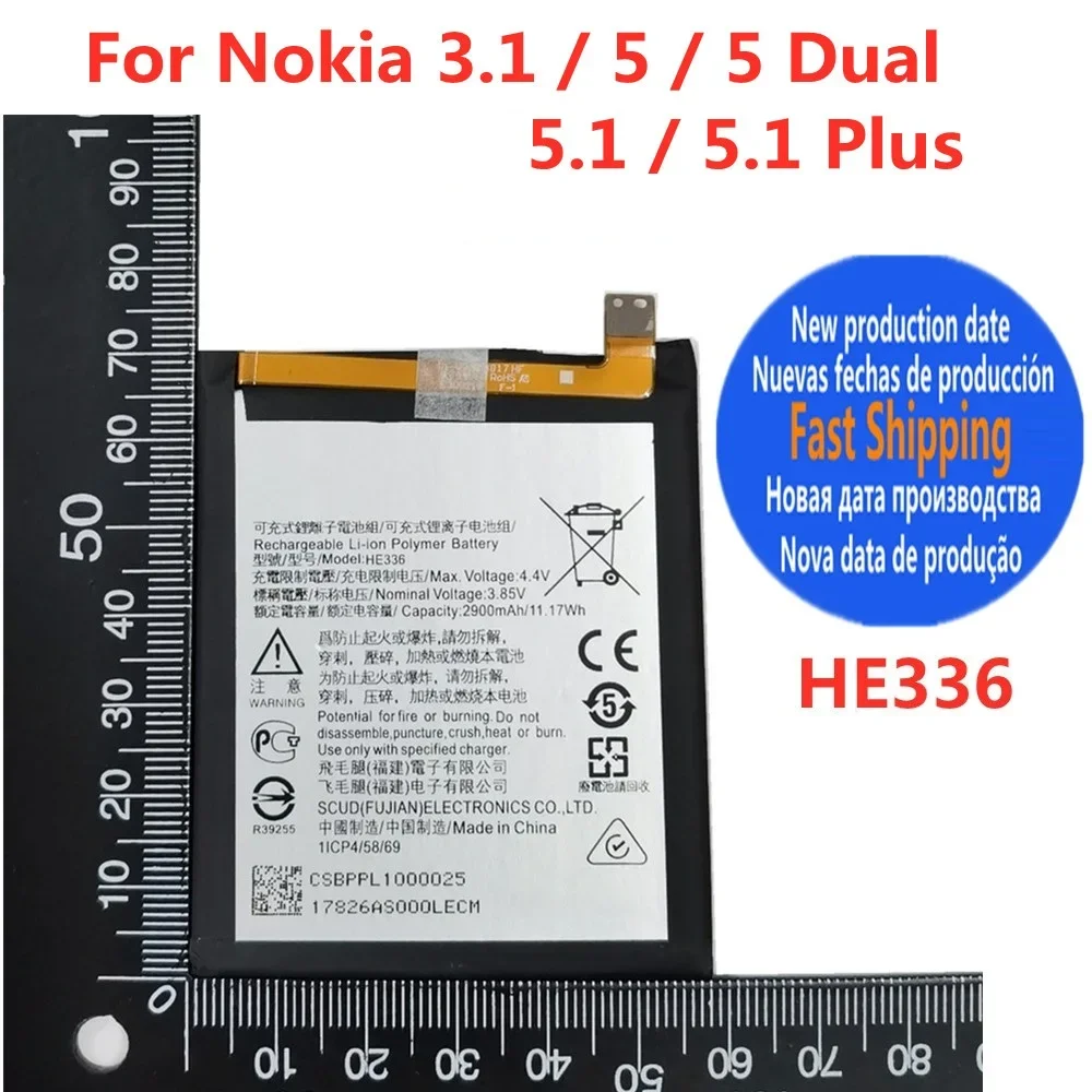 HE336 Original Battery For Nokia 3.1 / 5 / 5 Dual / 5.1 Plus TA-1076 1075 1074 1053 1057 1063 1024 1027 1044 1061 TA-1081 Phone