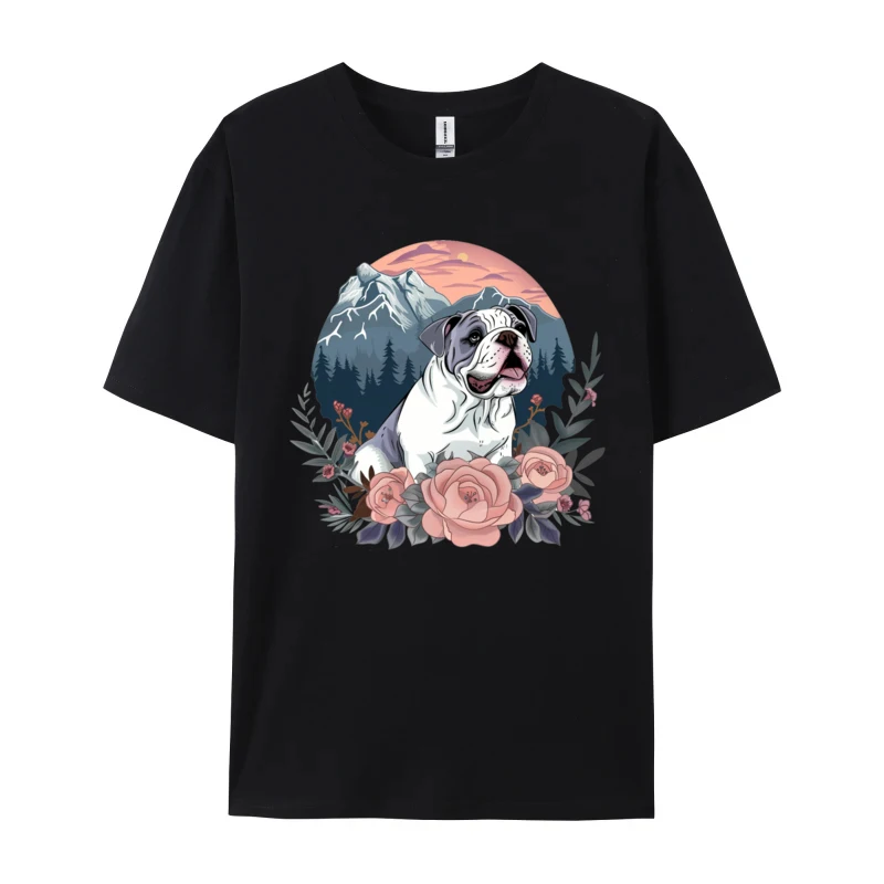 

The Dog Sitting Among The Flowers T-shirt Family Unique Mens Animals Tshirts 2024 Popular Combed Cotton Plain Shirt