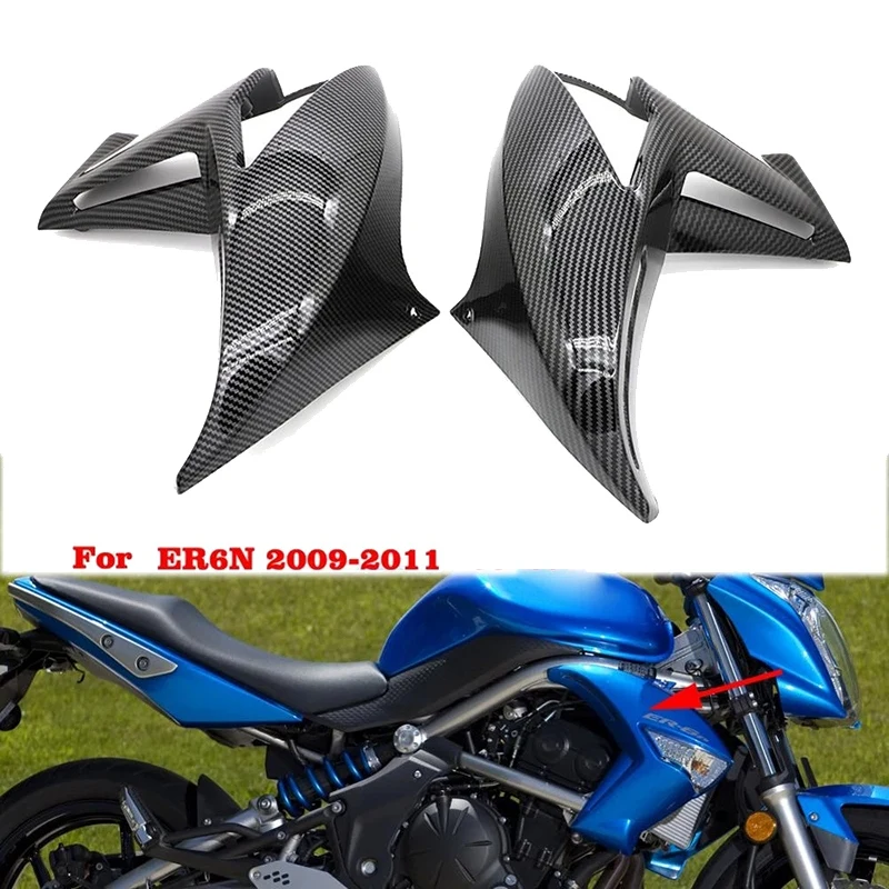 

New2pcs Carbon Fiber Motorcycle Fairing Side Panel Cover Cowling Frame For KAWASAKI ER6N ER6-N 2009-2011