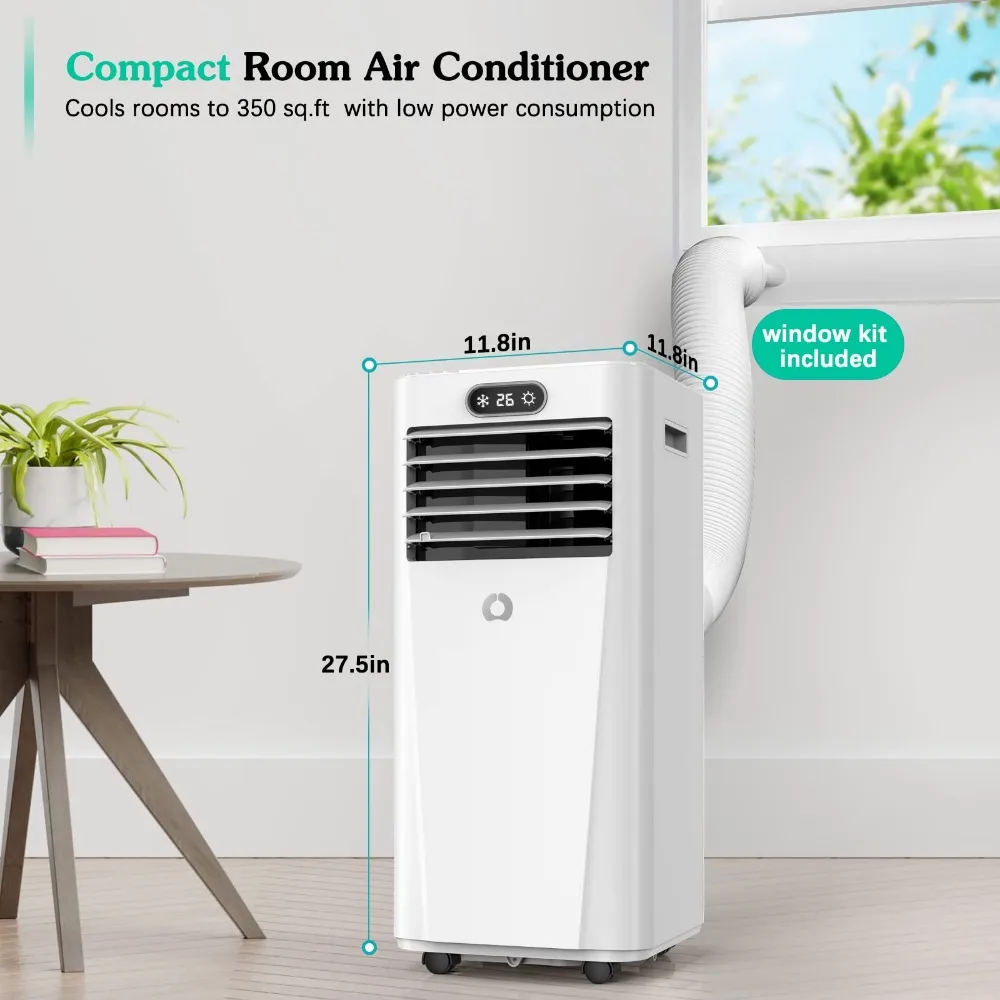 AC portabel 8000 BTU dengan Dehumidifier, kipas, mode keren, Unit AC portabel 3-in-1 untuk kamar sampai dengan 350 sq.ft