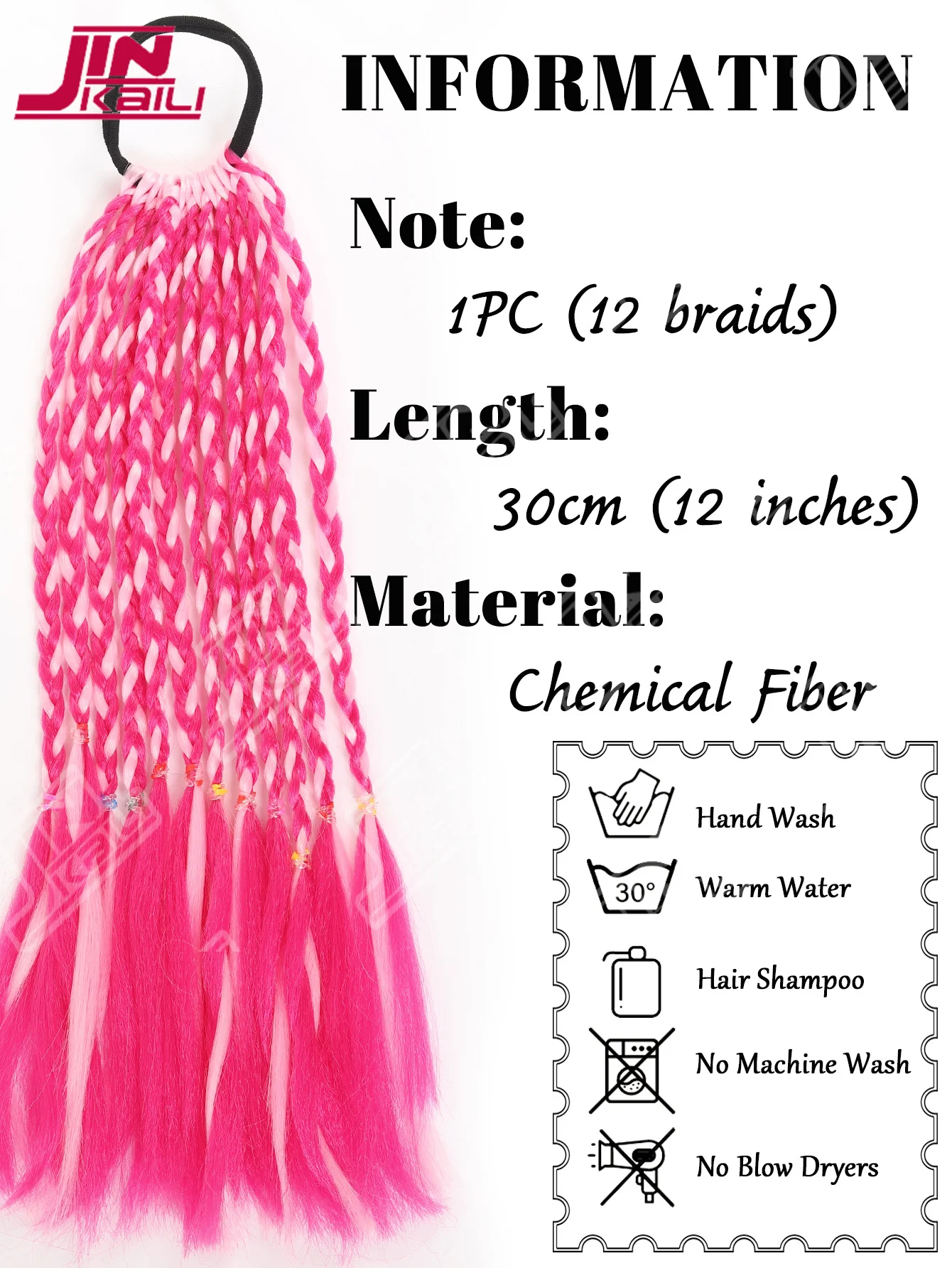 JKL 1PC Kids Colorful Dirty Braids Wig Ponytail, Twist Braid Hair Tie Rubber Band,Colorful Twist Tie Wigs