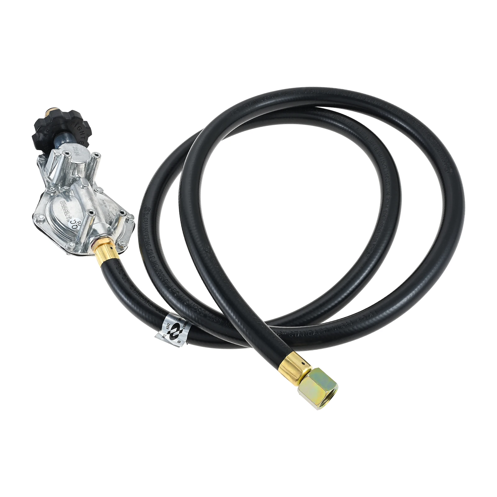 

Двухступенчатый регулятор пропана с внутренней резьбой NPT POL 3/8 дюйма и шлангом длиной 5 футов для газовой плиты-генератора RV, газовым грилем, резервуарами на пропане 5-40 фунтов