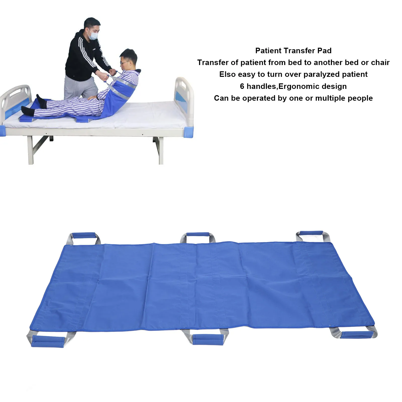 1pcs Patient Lift Transfer Sheet Ergonomic Handle Waterproof Durable Reusable Bed Positioning Pad Elderly Disabled Injuries