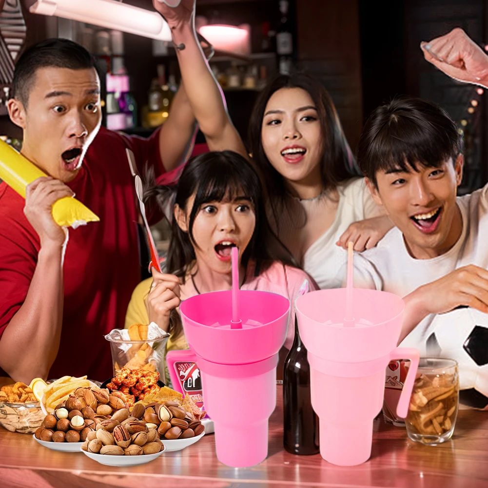Immagine 5: Bicchiere da stadio Bicchiere per popcorn 1000 ml Tazza da viaggio 2 in 1 Bicchiere per popcorn multiuso a prova di perdite per viaggi in cinema a casa