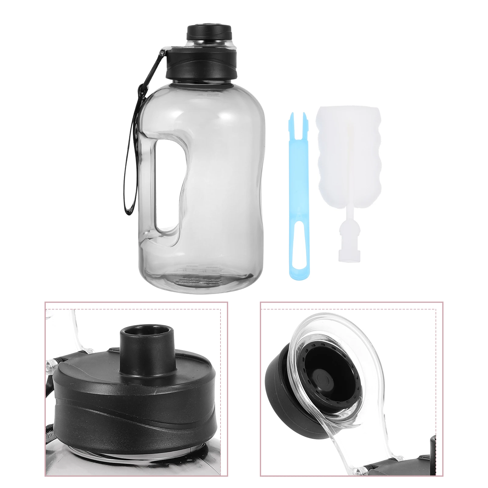

1 Set Large Capacity Water Bottle Sports Fitness Portable Plastic Jug Durable Thickened Base Stable Outdoor Indoor Easy Carry