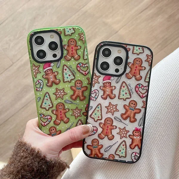 2.0 Acrylic Upgrade Border Christmas Cookie Phone Case Cover for iPhone 11 12 13 14 15 Pro Max Case for iPhone 15 Pro