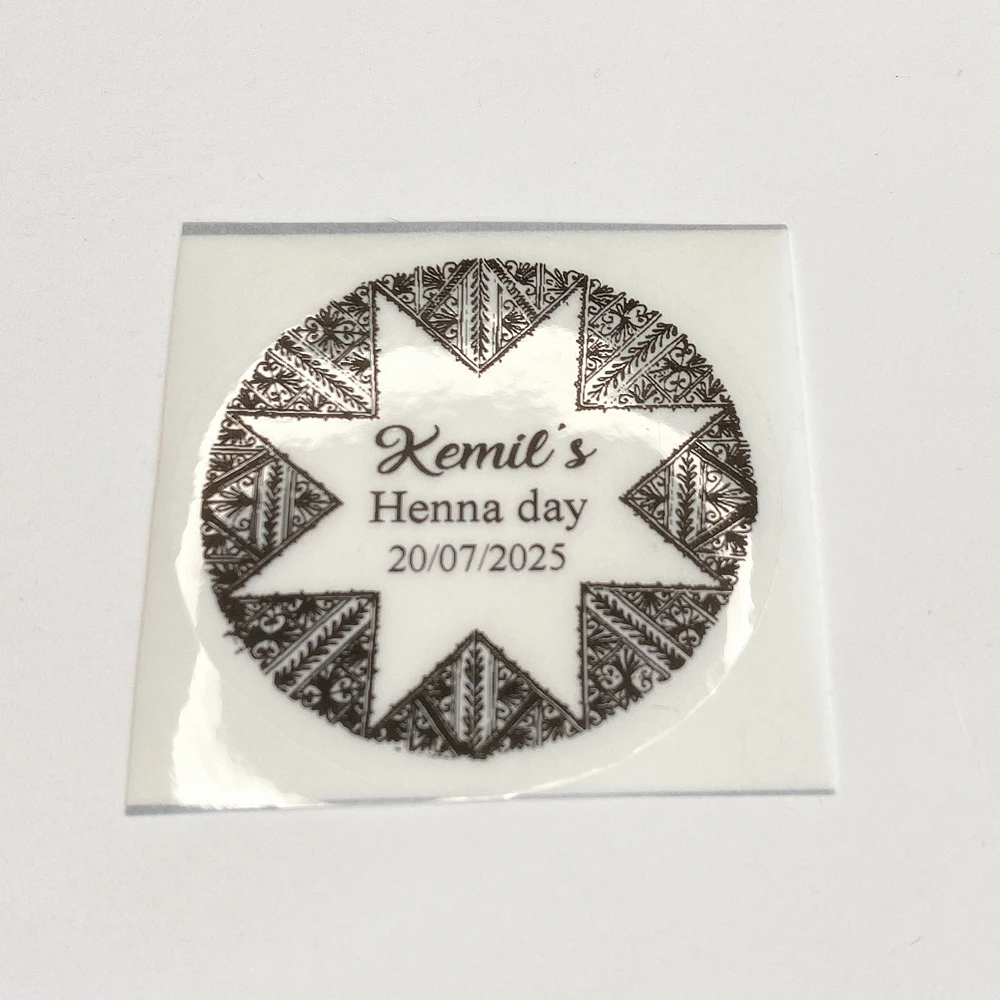 Personalized Mehendi Wedding Stickers Custom Henna Day Thank You Favors Sticker Name Label view 3
