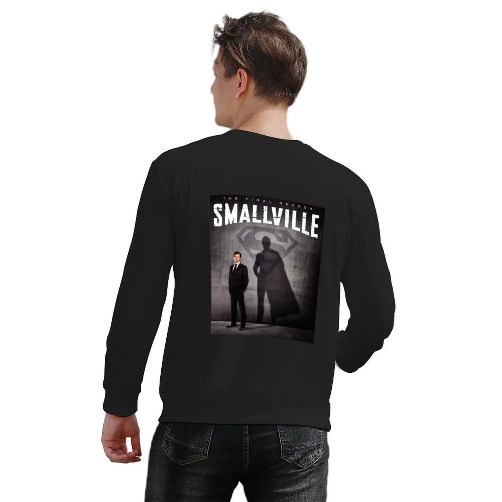 بلوفر رجالي بشعار SMALLVILLE بلوزة رجالي مصممة ملابس خريفية بقلنسوة للرجال