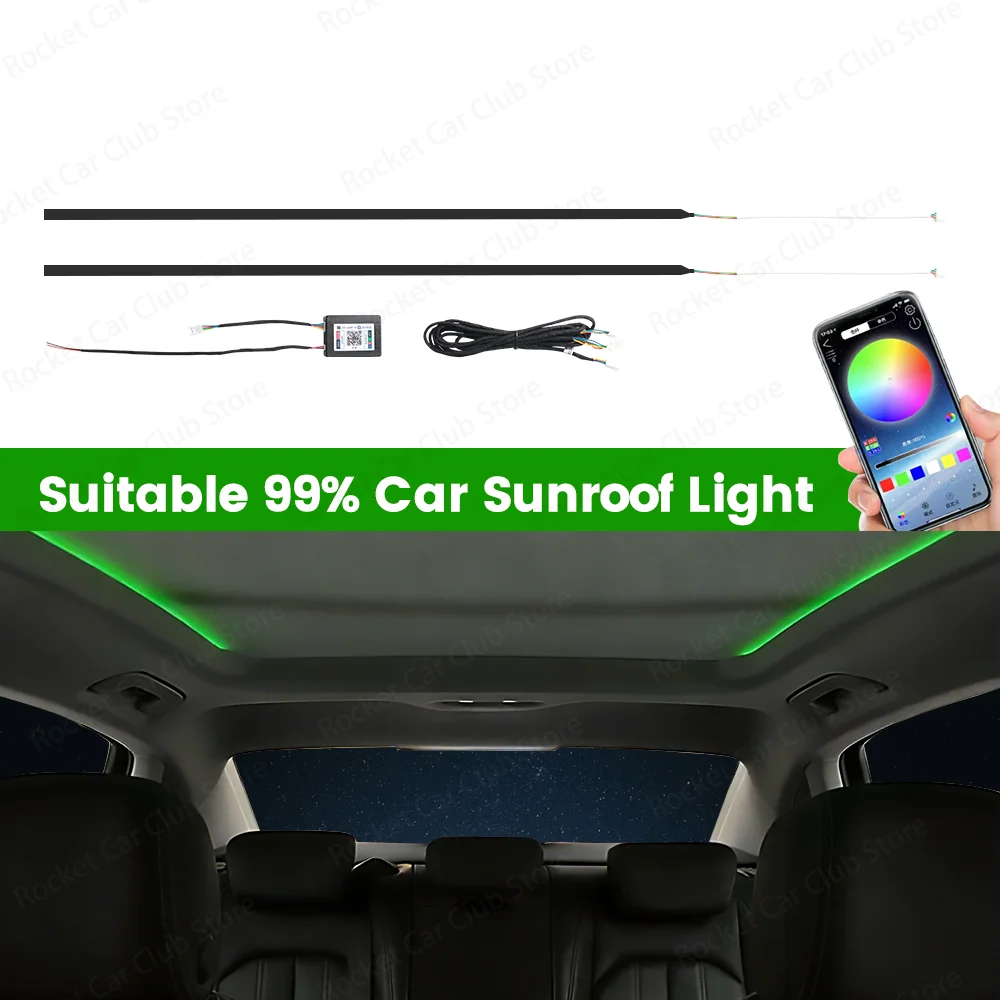 

For Tesla Toyota Honda Audi Benz BMW Car Roof Ambient Light Atmosphere Lamp APP Control Skylight 256 Colour LED Sunroof Light