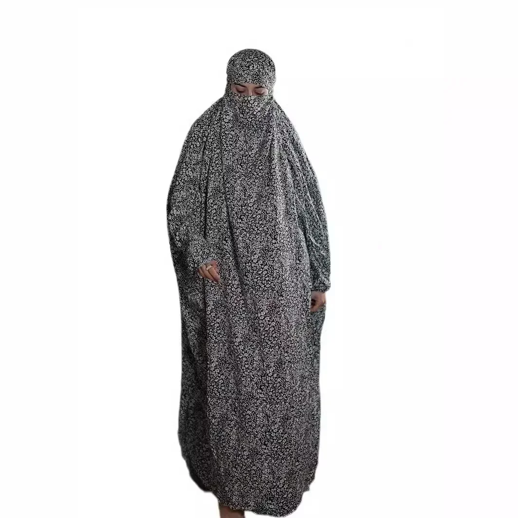 Eid-Vestido largo de oración musulmán para mujer, Túnica con capucha, caftán con estampado de Marruecos, Dubai, Islam, Ramadán, Jalabiya, Abayas