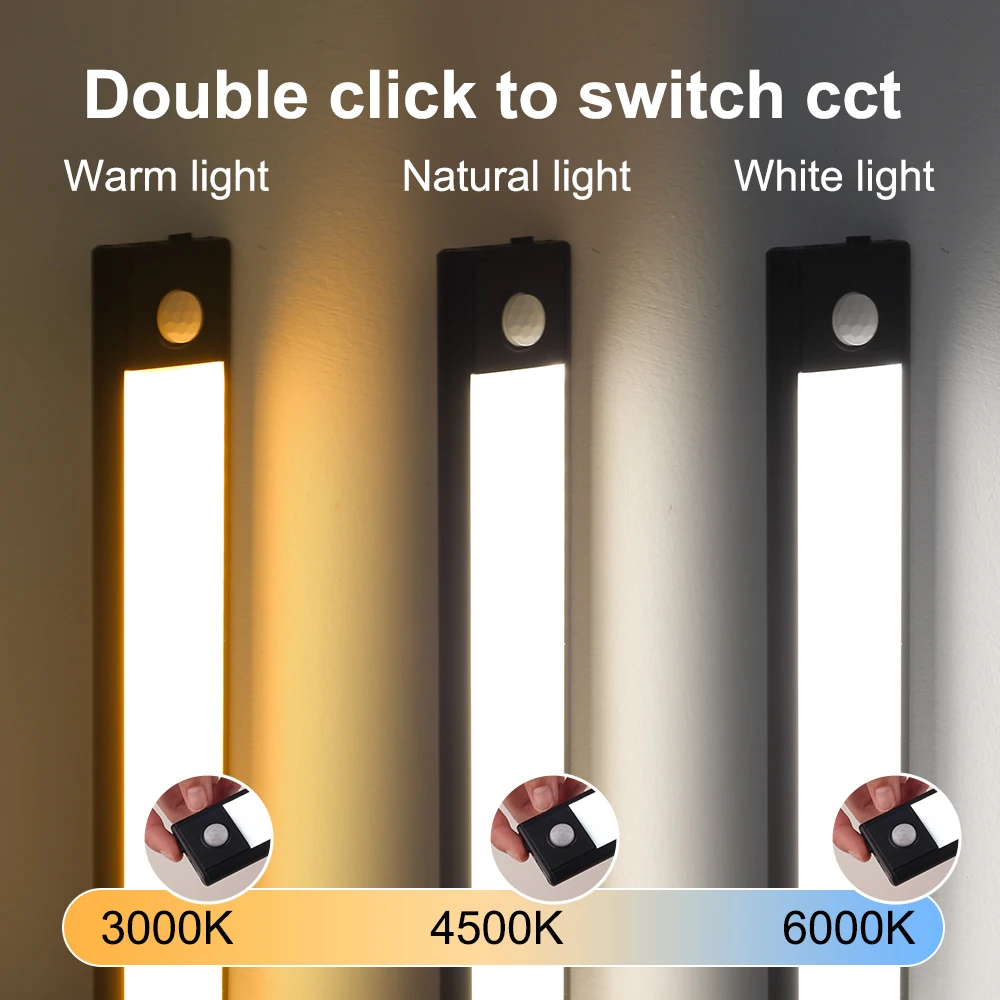 LUCKYLED PIR Night Light Motion Sensor LED Kitchen Cabinet Lighting Dimming  5V USB Rechargeable Wardrobe Dresser Lampagnetic