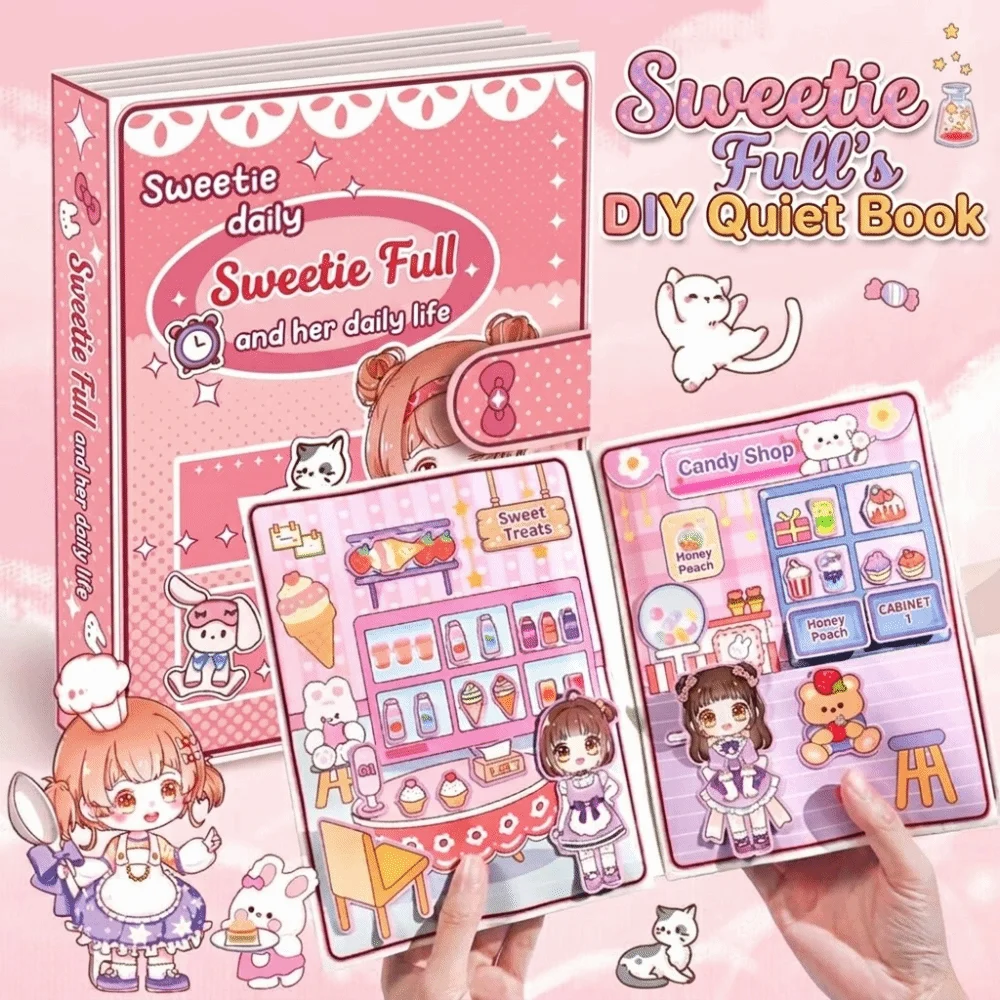 Cartoon Dress Up Quiet Book Hand Eye Coordination Handmade Quiet Book Reusable Full Set DIY Paper Craft Book