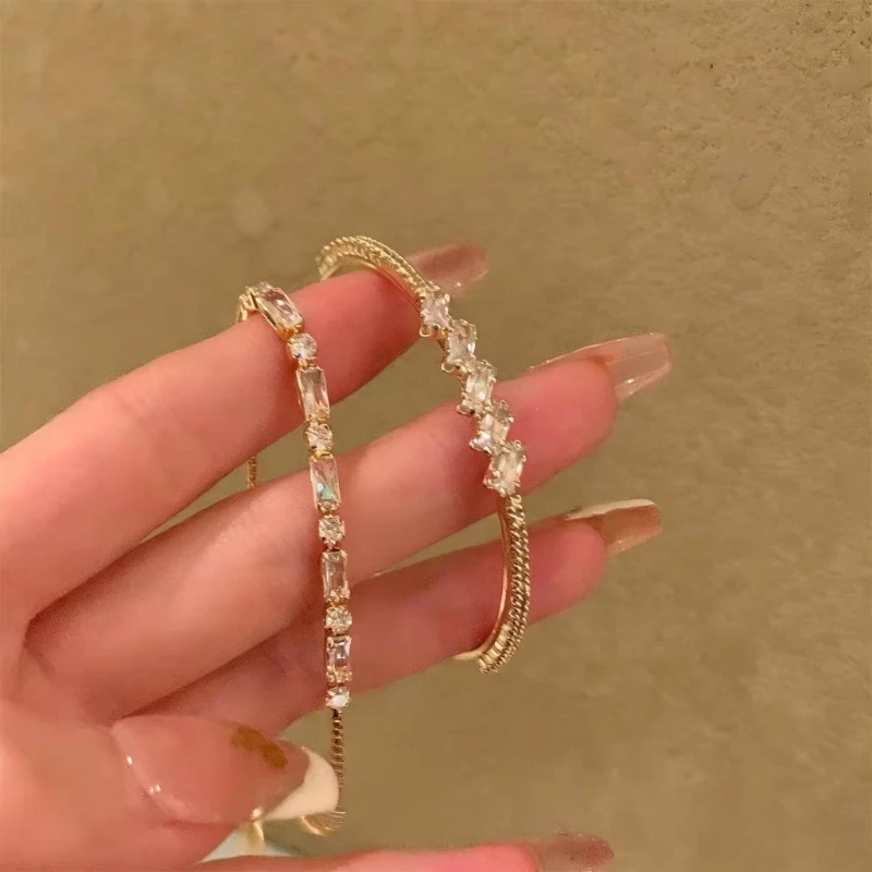 New Irregular Crystal Zircon Bracelet for Women Girls Luxury Adjustable Opening Bracelet Wedding Charm Fashion Jewelry Gifts
