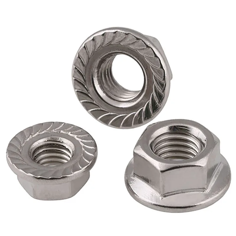 

2-5pcs M5 M6 M8 M10 M12 Left Hand Reverse Thread Flange Nut 304 Stainless Steel Hex Hexagon Serrated Spinlock Flange Nuts