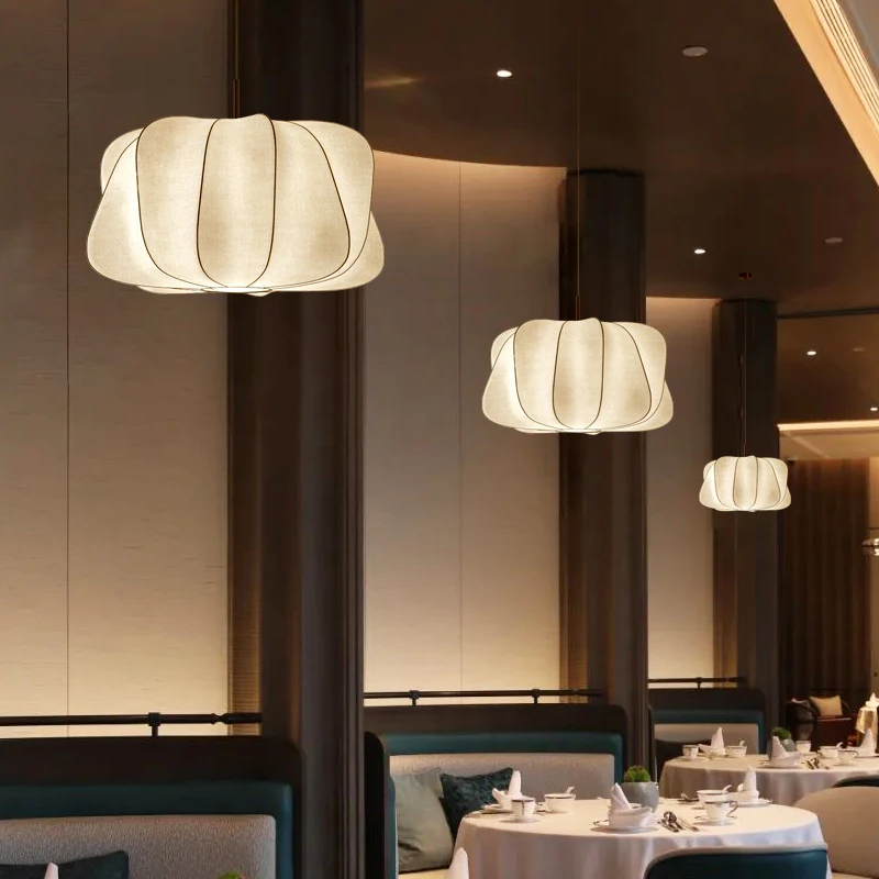 

Medieval fabric art hanging lantern for tea room club hotel lobby restaurant homestay combination bar chandelier pendant light