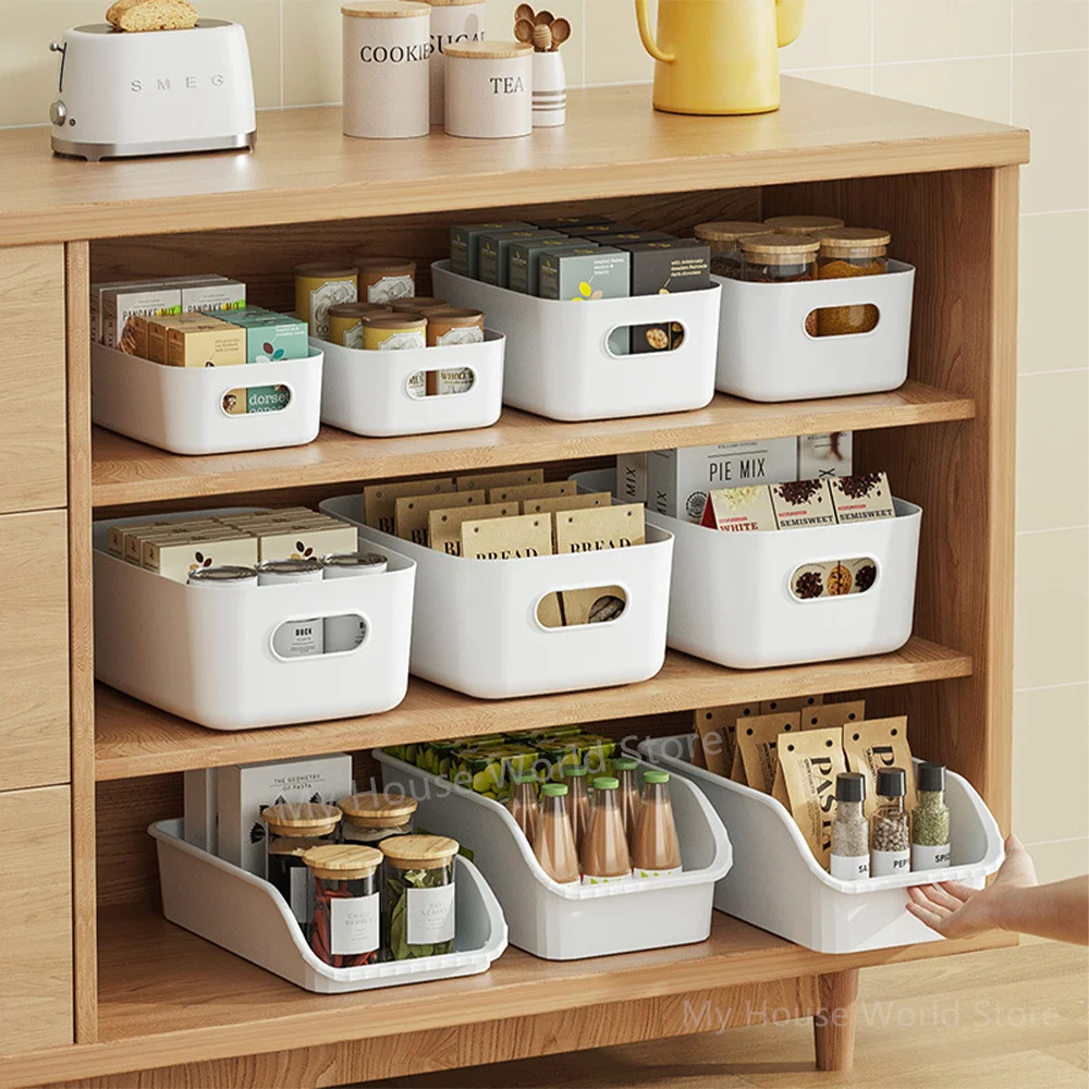 

Desktop Organizer Plastic Storage Box Multifunctional Cabinet Storage Makeup Jewelry Snack Organizer Home Kitchen Storage Basket