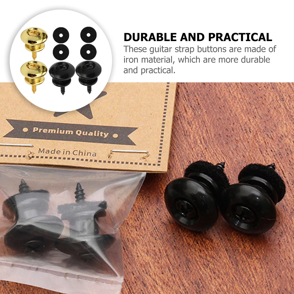 

4pcs Guitar Strap Buttons Acoustic Bass Accessories Durable Iron Electroplating Smooth Guitar Parts Locks Repair Kit