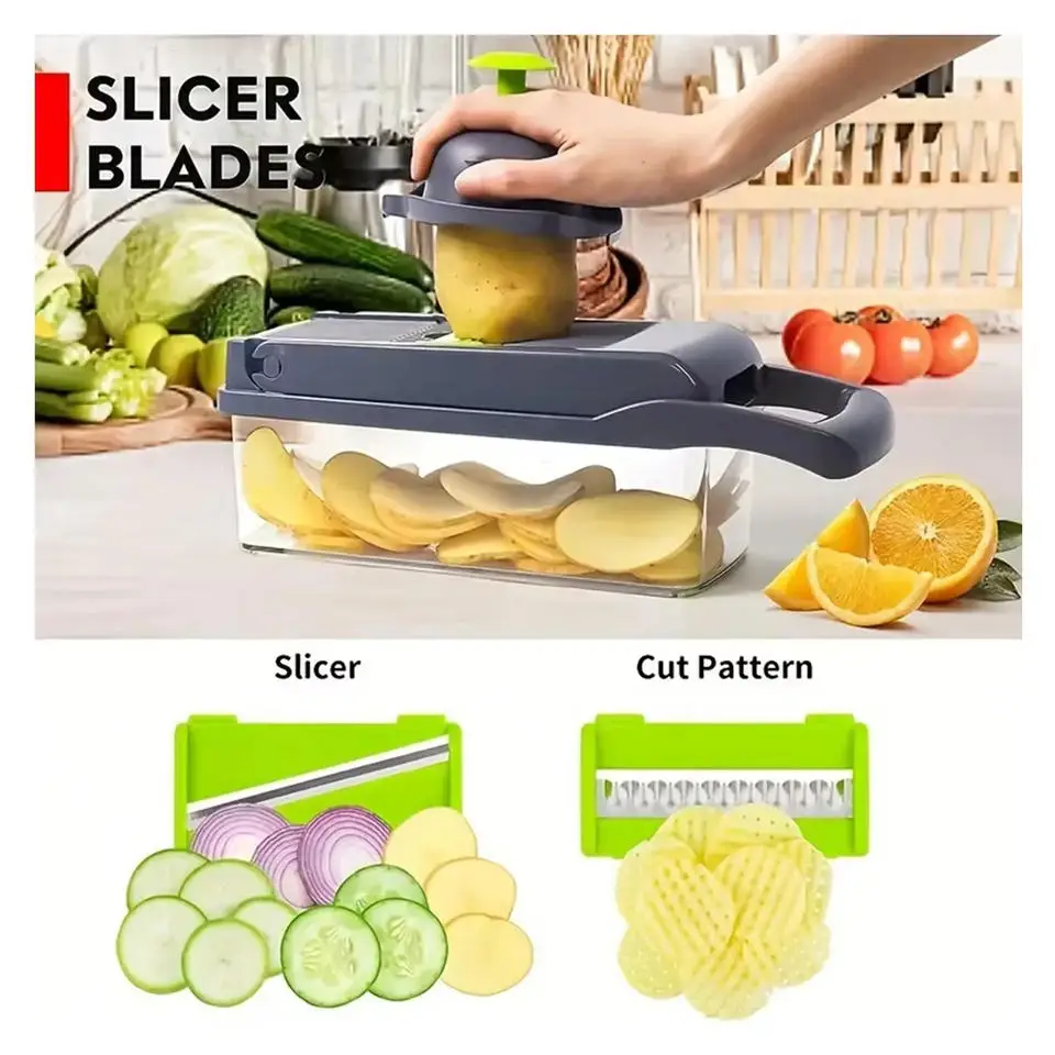 Picture 5: 14 in 1 Multifunctional Vegetable Chopper Onion Chopper Handle Food Grate Food Chopper Kitchen tools Vegetable Slicer Dicer Cut