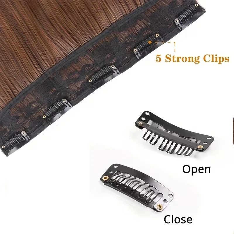 Extensión de cabello sintético de 20 pulgadas, rizado con reflejos arcoíris, una pieza con 5 clips, invisible, para uso diario 4