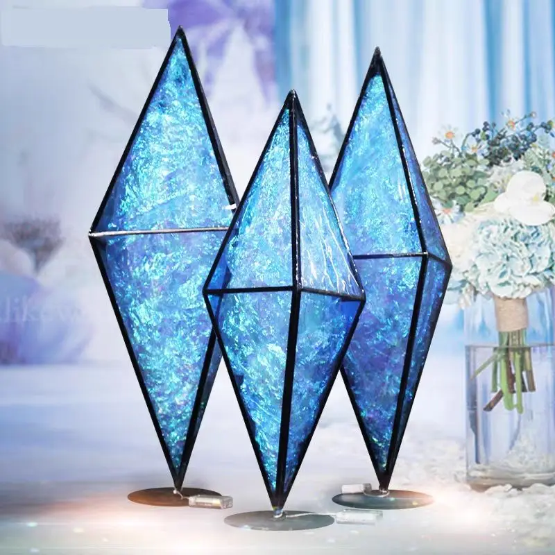 

Upscale Wedding Decoration Starry Sky Crystal Diamond Luminous Road Guide Film Coated Column For Party Ceiling Table Ornament