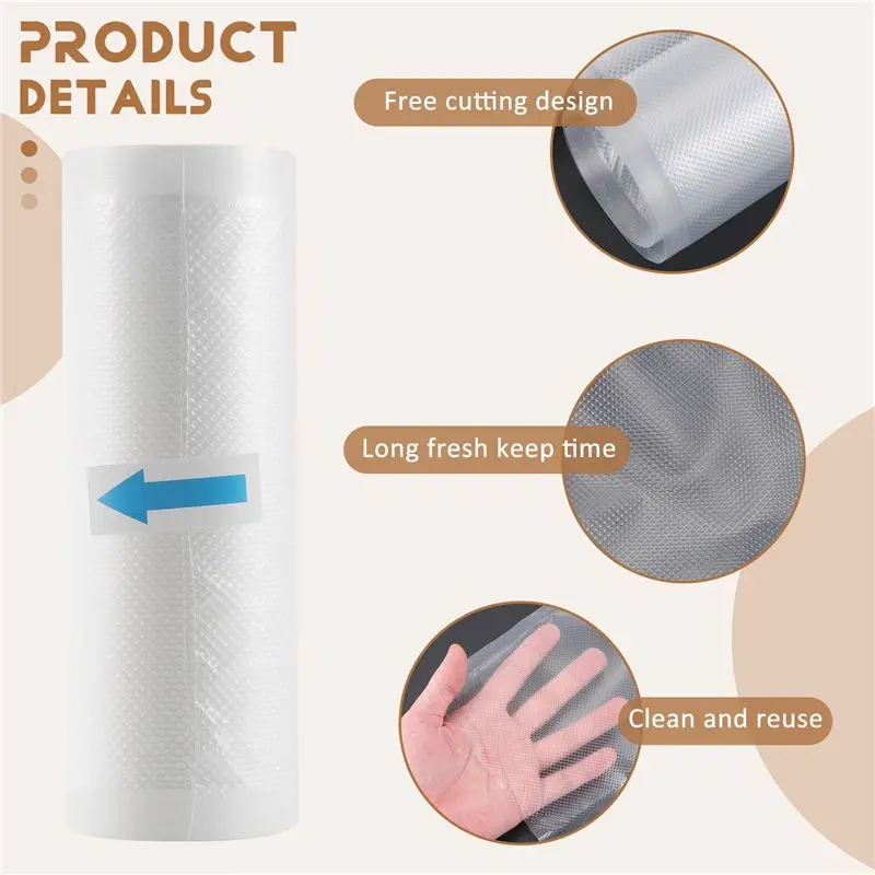 A19F-Textured Sealer Sous Vide Saver Roll Vacuum Bags Kitchen Storage Food - 15X500cm