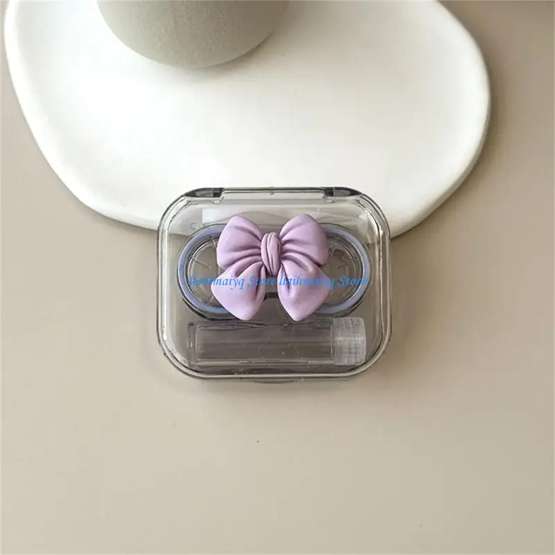 

573B Stylish Contacts Lens Holder With Bowknot Decors Wearing Tool And Lens Solution Bottle For Daily Use Travel Essential