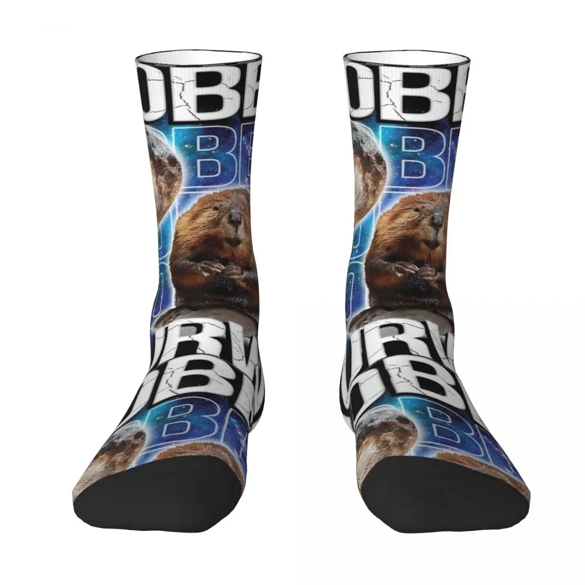 Hip-hop Bober Kurwa Funny Beaver Meme Galaxy Universe Skateboard Socks Polyester Crew Socks for Women Men Non-slip