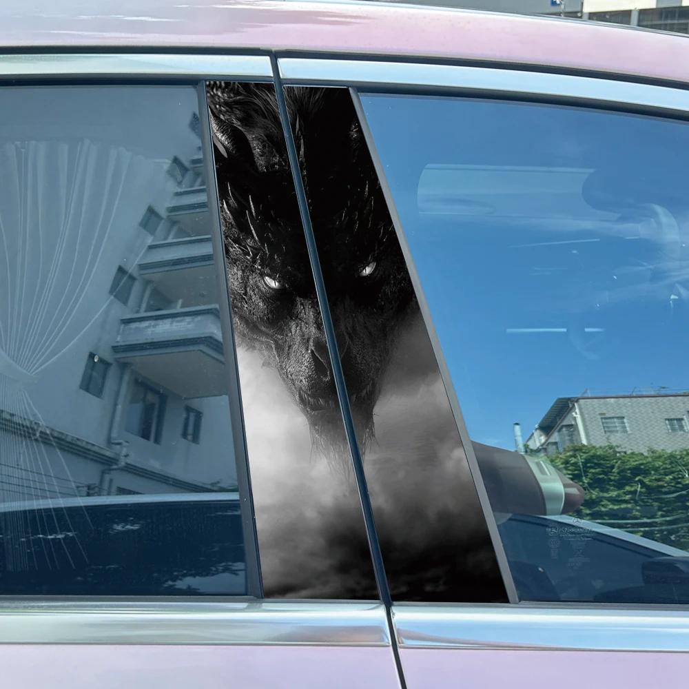 

1Pair/2pcs Black Dragon Car Stickers DIY Car B-pillar Cover Scratches Waterproof Durable