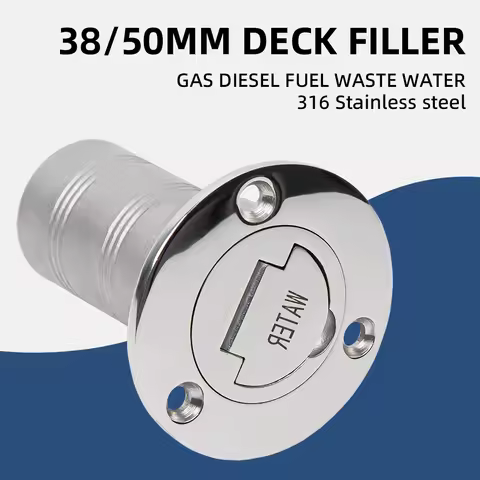38/50mm 316 Stainless Steel Boat Deck Filler with Keyless Cap GAS DIESEL FUEL WASTE WATER Mirror Polish Marine Deck Filler Cap