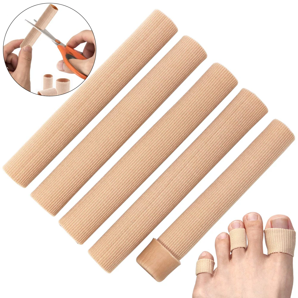 Cuttable Fabric Toe Tubes Sleeves S/M/L Finger Toe Separator Protector Bunion Corrector Silicone Gel Corn Callus Foot Care Tools