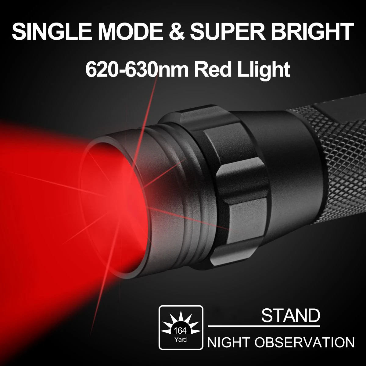 UltraFire WF-508R Tactical Flashlight 620-630nm LED Rechargeable Red Lantern 1 Mode Zoomable Hunting Predator Light Night Torch