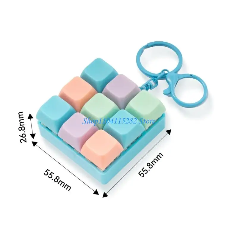 Quiet Stress Reliever Keychain 9 Removable Layout Clickers Toy Mechanical Keyboard Keychains For Office Or Travel