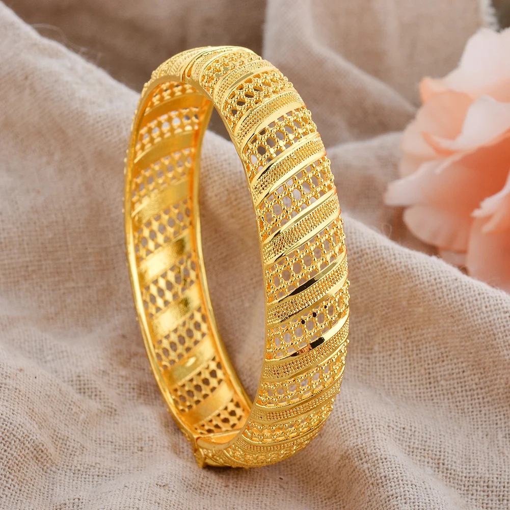 

Arab Girl Nigerian Engagement Bride 24k Gold Color Bangles Bracelets Party Gifts