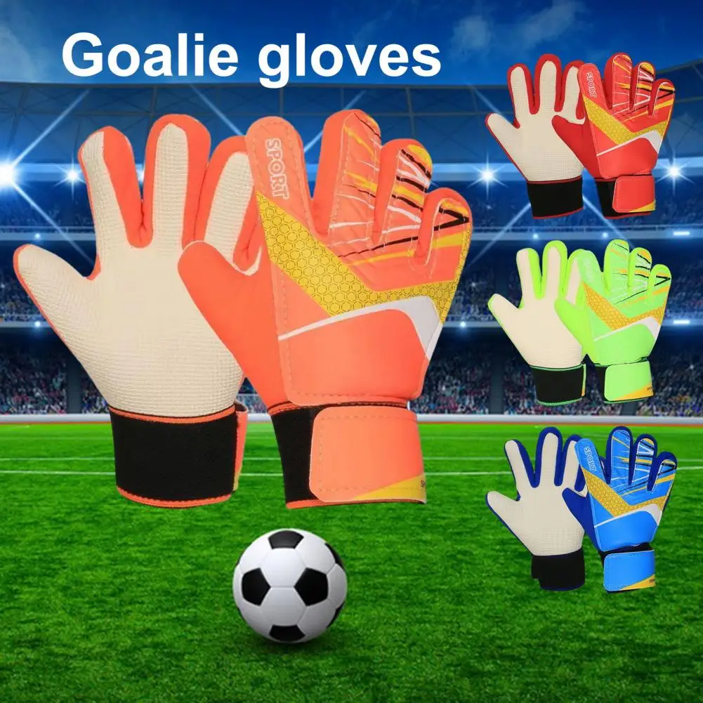 1 Pair Goalkeeper Gloves Breathable Impact Resistant Non-slip Texture Football Training Gloves Goalie Gloves For Kids 축구 장갑