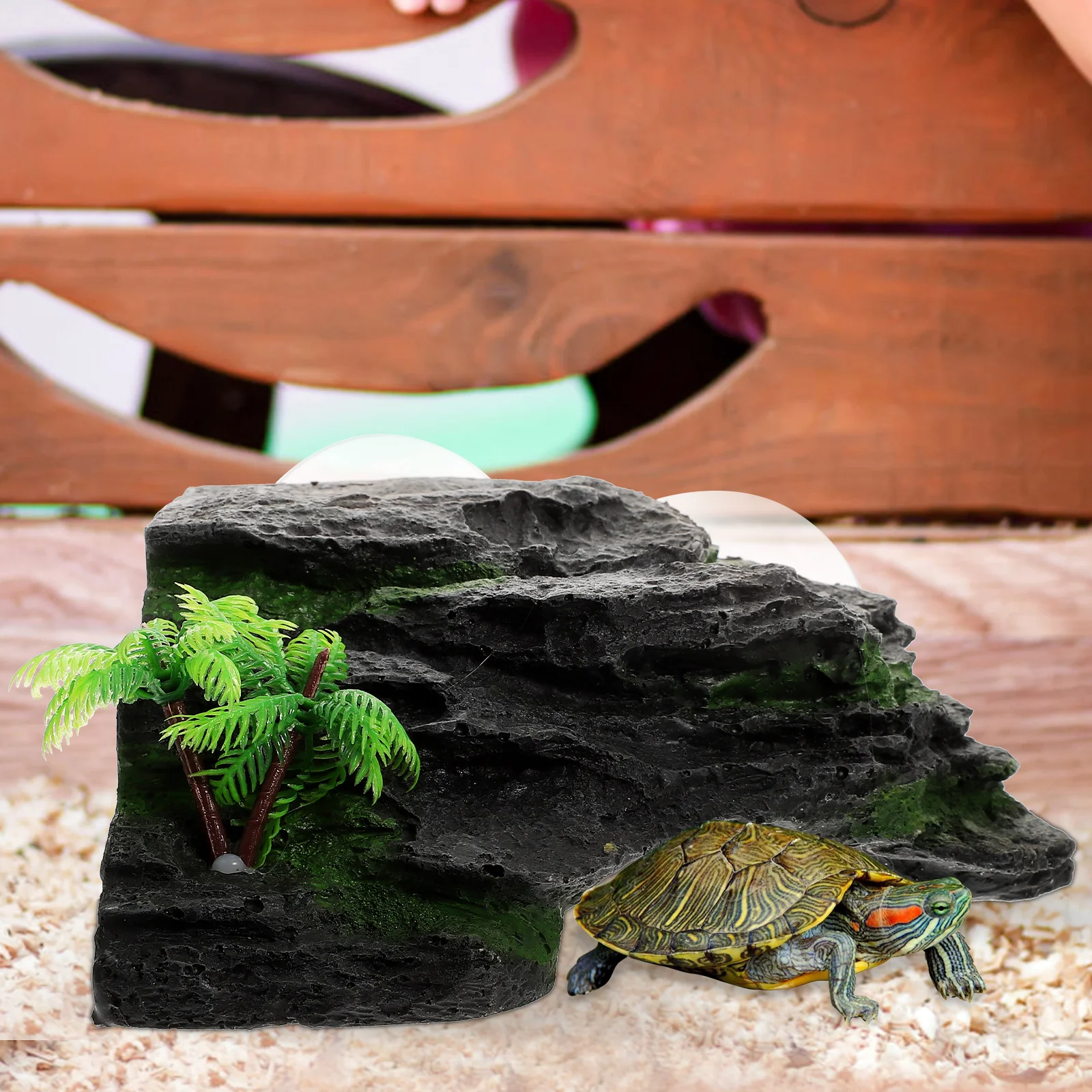 

Large Turtle Basking Platform For Reptile Habitat Turtle Tank Accessories Simulation Rocks Multi-Functional Climbing