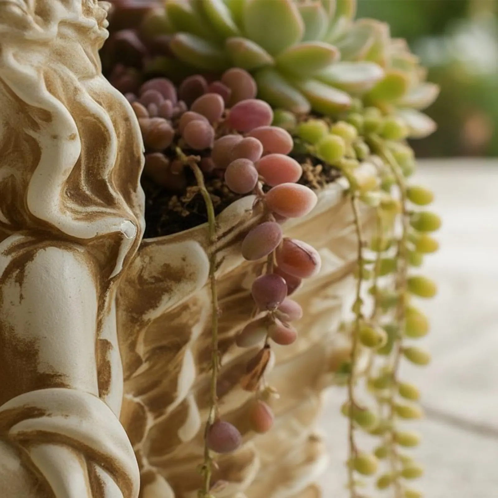 Maceta con Diseño Europeo de Querubín Orando, Maceta con Plumas de Querubín, Maceta para Plantas Suculentas, Estatua Decorativa, Decoración de Jardín