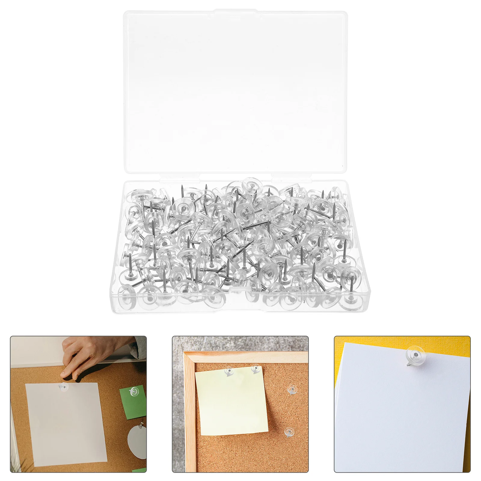 

300Pcs Transparent Round Gear Shaped Thumb Tacks Secure Grip for Office School Cork Boards Photos Calendars Calendar Hangings