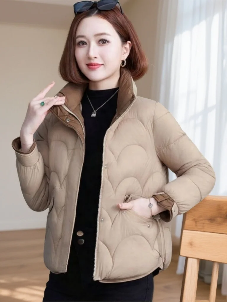 

Winter New ort Thiened Cotton Jaet Women's Faionable Warm Stand Collar Cotton Coat Korean Sle Loose Fit Zipper Closure