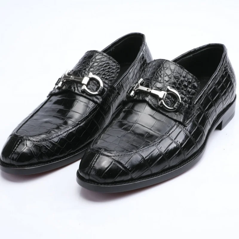 2024 latest design luxury high quality real crocodile skin leahter dress shoes for man  for fashion