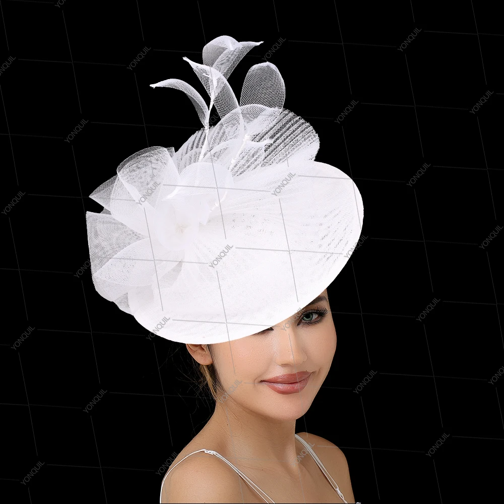 30CM Vintage Derby Headpiece Fascinator Base Chapeau Big Party Hat for Women Ladies Wedding Marriage Occasion hair Accessories