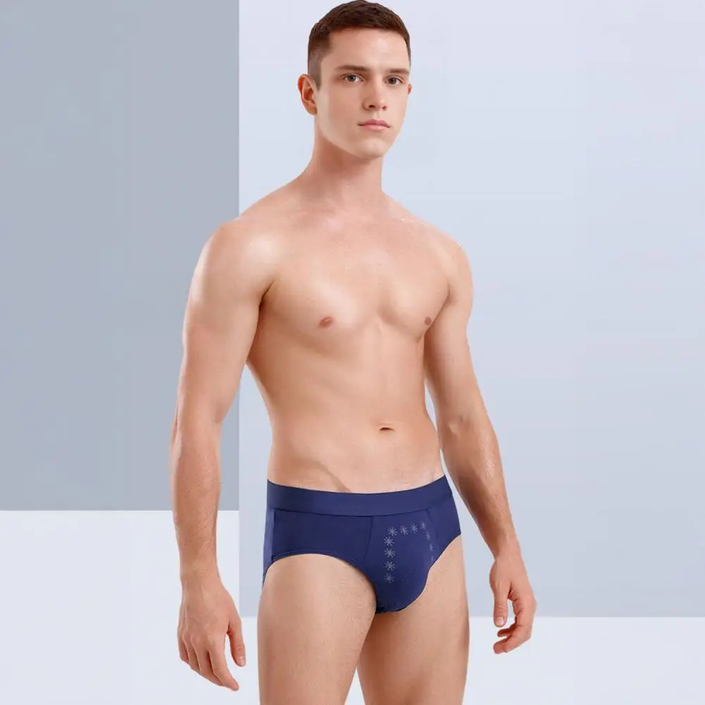 

Men Briefs Elastic Mid-Waist Design Solid Color U-Convex Panties High Elasticity Comfortable Fit Underwear