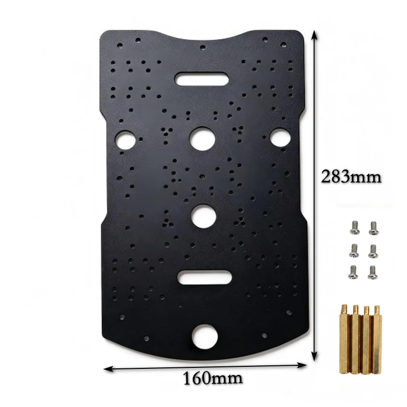 283+160mm Aluminum Alloy Frame Mecanum Robotic Car Plate Support 370 / 520 Motor Four-Wheel Drive Car Board Chassis DIY Parts