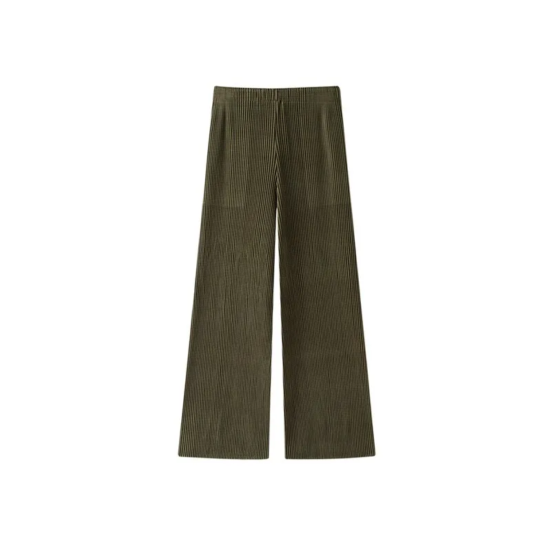 Miyake Pleated High-Waist Pants Plisse Women 2026 Autumn New Casual Fold Trousers Loose Versatile Straight Pleats Wide-Leg Pants