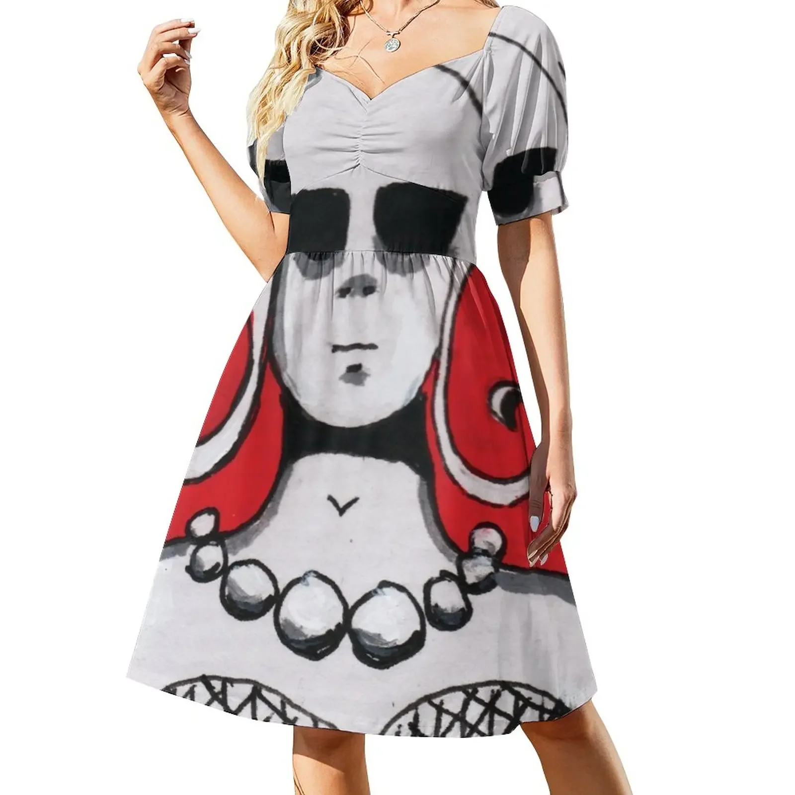 

White-haired Dead Girl 10 Short-Sleeved Dress chic and elegant evening dress Dress women
